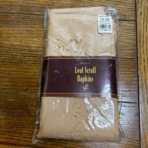 Linens 'N Things Leaf Scroll Napkins NEW Set of 4 17x17 Napkin Honey